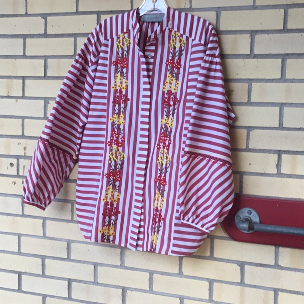 Silvia Tcherassi Large Embroidered Stripe Blouse